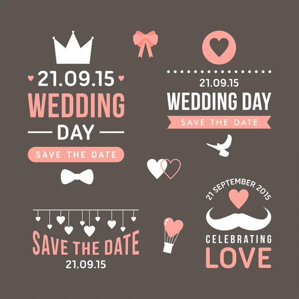 Wedding set of label, badges, stamp and design elements — Stock Vector