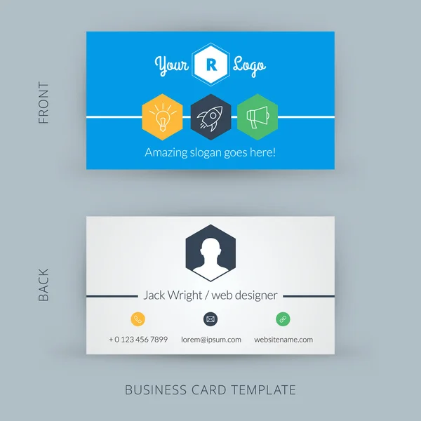 Modèle de carte de visite créatif et propre vectoriel moderne. Conception plate — Image vectorielle