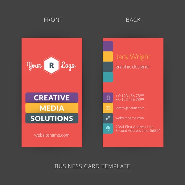 Vector modern creative and clean business card 템플릿. 플랫 무늬 — 스톡 벡터