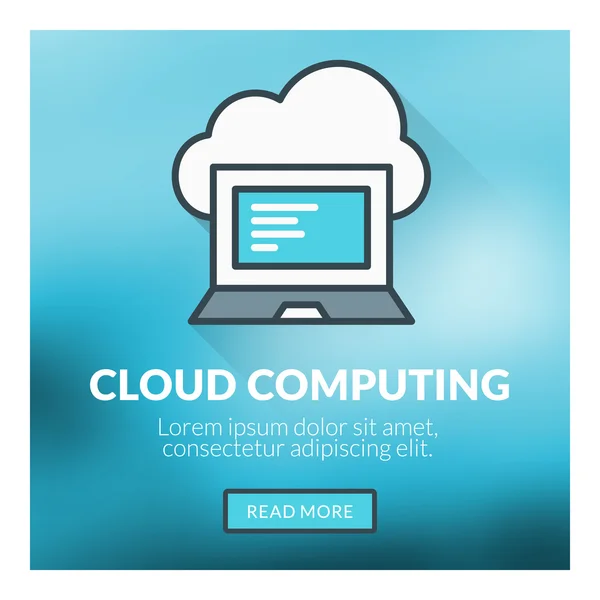 Concept de conception plate pour le cloud computing. Illustration vectorielle avec fond flou — Image vectorielle