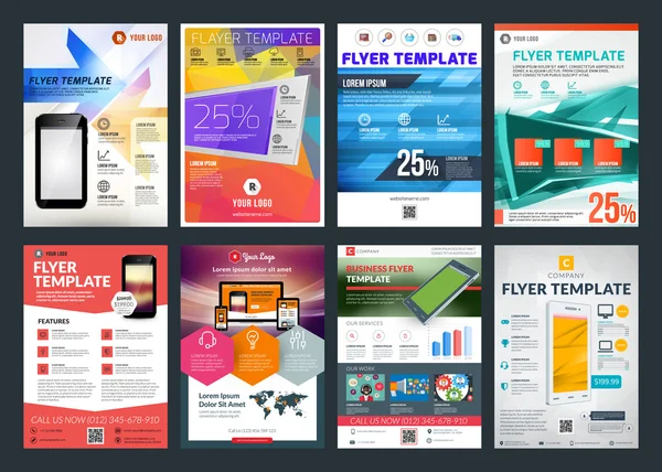 Set of abstract vector business flyer brochure design template — Stock Vector
