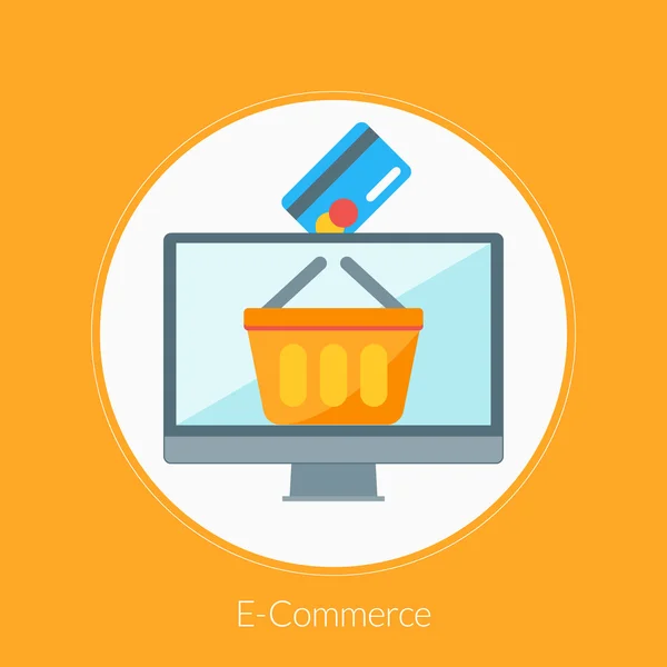 Conceito de design plano para E-Commerce. Ilustração vetorial para banners web e materiais promocionais —  Vetores de Stock