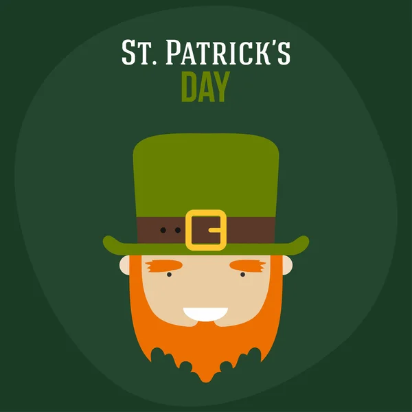 St. Patricks Day card design. Vintage holiday badge design. Leprechaun — Stock Vector