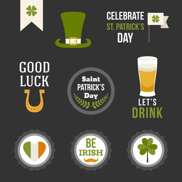 Conjunto vectorial de elementos de diseño tipográfico St. Patricks Day — Archivo Imágenes Vectoriales