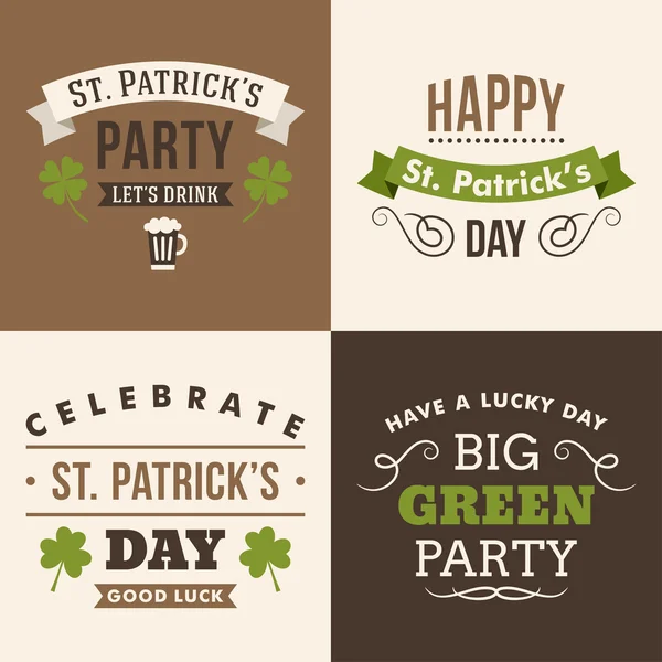 St Patricks Günü tipografik tasarım öğeleri kümesi vektör