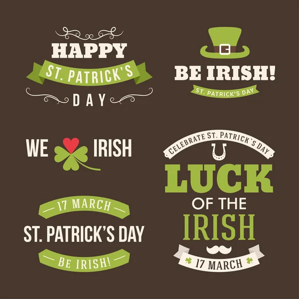 Wektor zestaw elementów projektu typograficznego St Patricks Day — Wektor stockowy