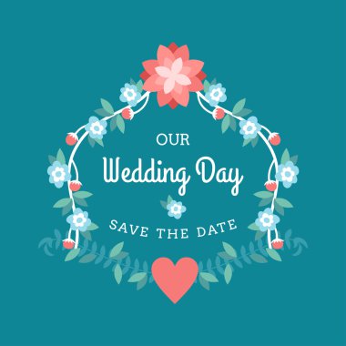 Etiket, rozetler, damga ve çiçek tasarım öğeleri düğün