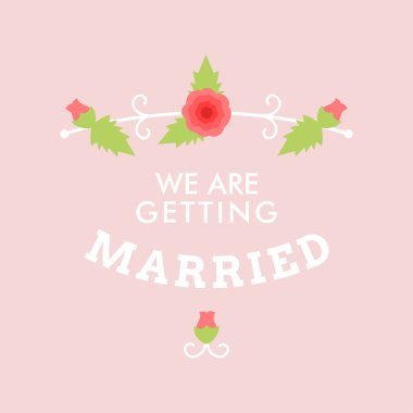 Etiket, rozetler, damga ve çiçek tasarım öğeleri düğün