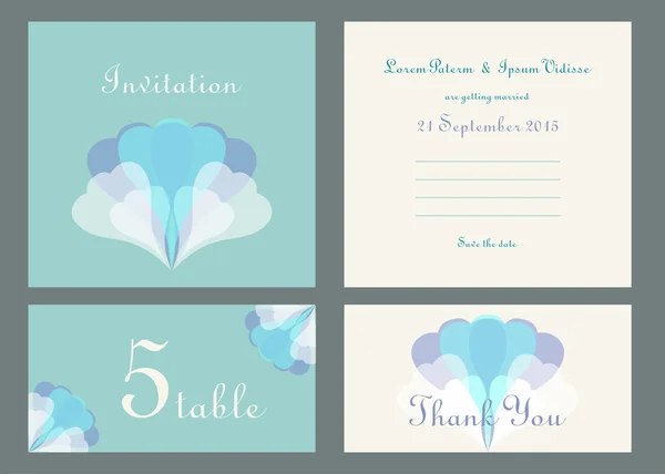 Plantilla de diseño vectorial de invitación de boda con sobre — Vector de stock