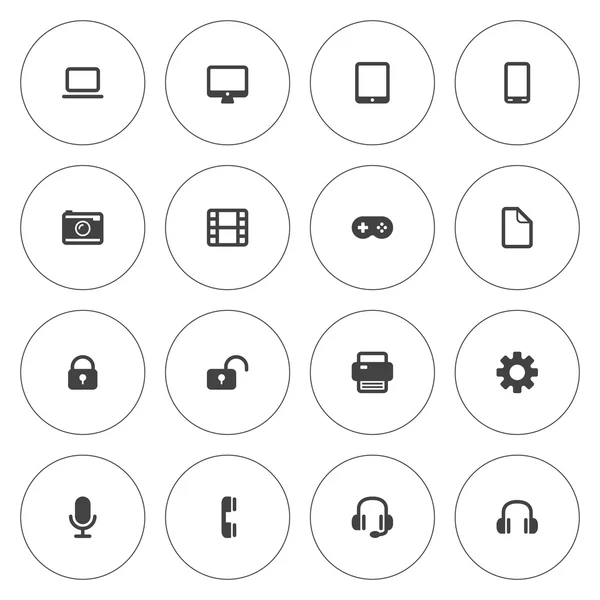 Ícone plano definido para web e celular. Ícones de tecnologia — Vetor de Stock