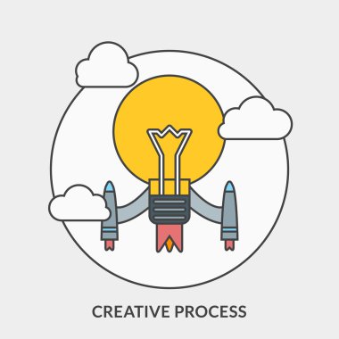 Düz tasarım konsepti için yaratıcı süreç. Vektör çizim web afiş ve promosyon malzemeleri için