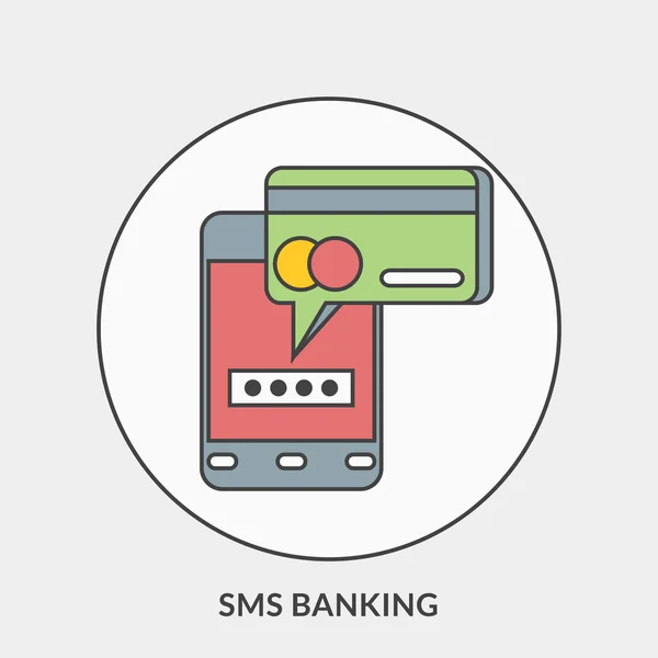 Conceito de design plano para SMS Banking. Ilustração vetorial para banners web e materiais promocionais —  Vetores de Stock