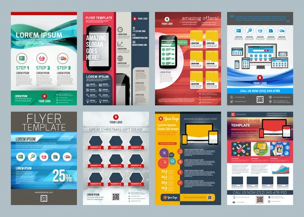 Conjunto de modelo de design de brochura de folheto de negócios vetorial abstrato —  Vetores de Stock