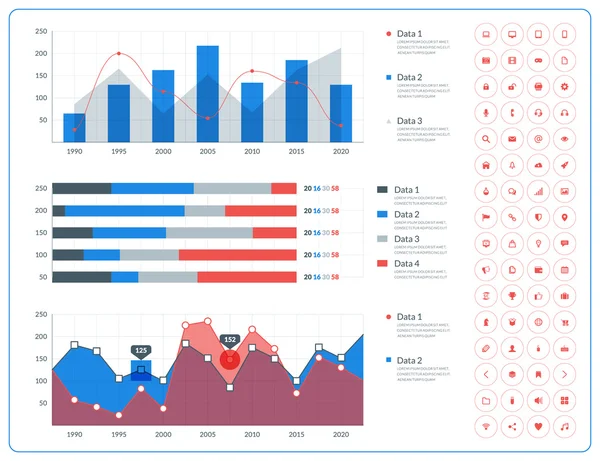 Diseño de infografía abstracta vectorial en estilo plano con icono — Vector de stock