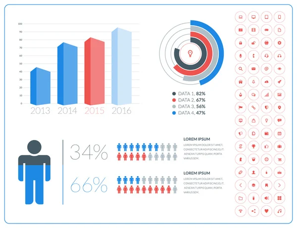 Diseño de infografía abstracta vectorial en estilo plano con icono — Vector de stock