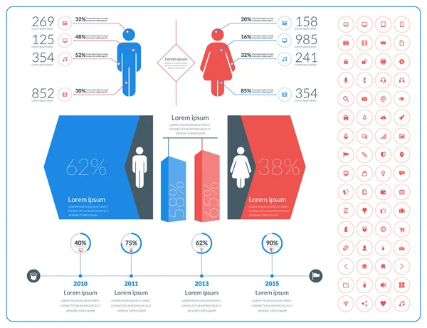 Vector abstract infographic design in flat style with icon set — Stock Vector