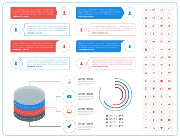 Векторный абстрактный инфографический дизайн в плоском стиле с набором значков — стоковый вектор