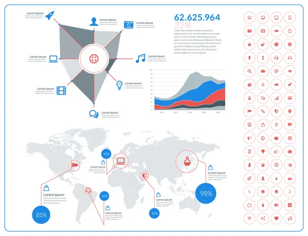 Diseño de infografía abstracta vectorial en estilo plano con icono — Vector de stock