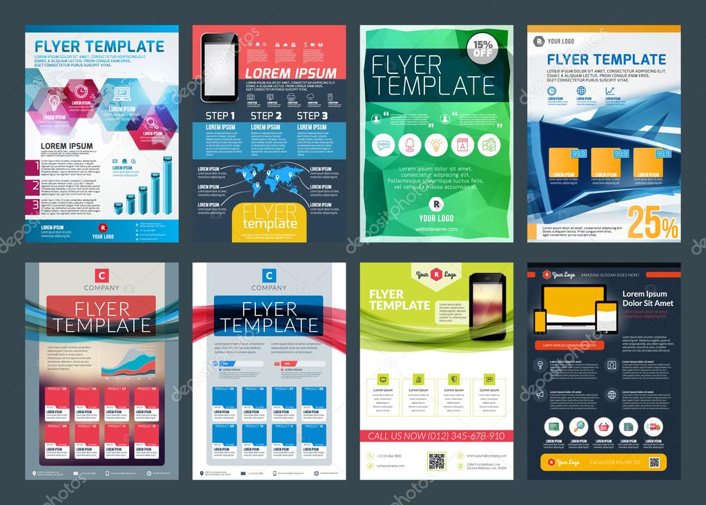 Set of abstract vector business flyer brochure design template