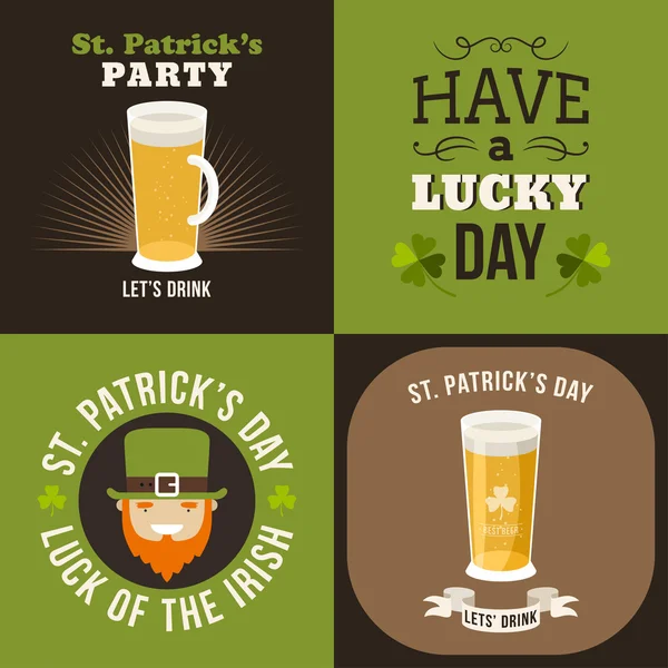 Set de design de carduri St. Patricks Day. Design insignă de vacanță vintage — Vector de stoc