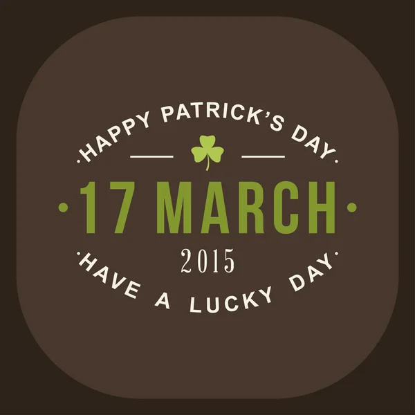 Carte St. Patricks Day. Insigne de vacances vintage design — Image vectorielle