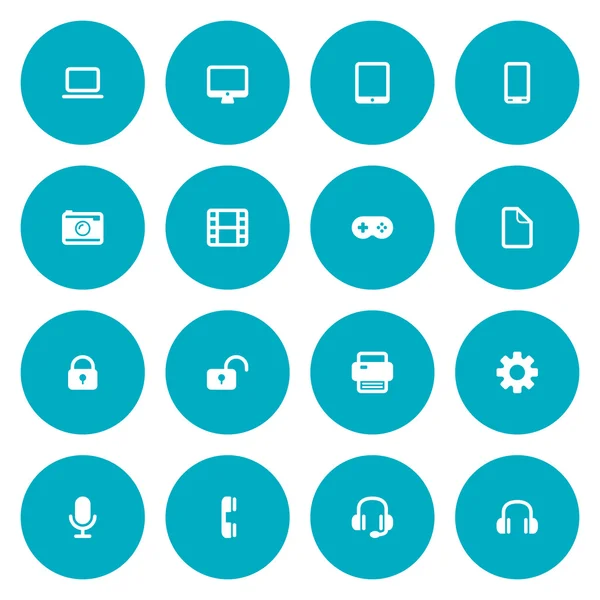 Set d'icônes plates pour web et mobile. Icônes technologiques — Image vectorielle