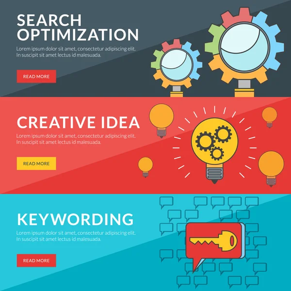 Platte ontwerpconcept voor seo, creatief idee, keywording — Stockvector