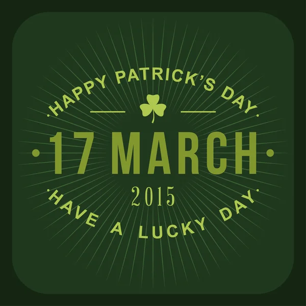 St. Patricks Day retrò design della carta. Design distintivo vacanza vintage — Vettoriale Stock