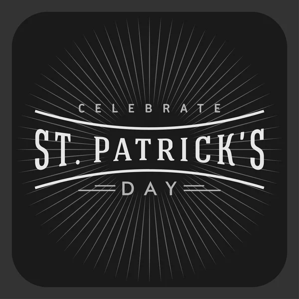 St. Patricks Day retrò design della carta. Design distintivo vacanza vintage — Vettoriale Stock