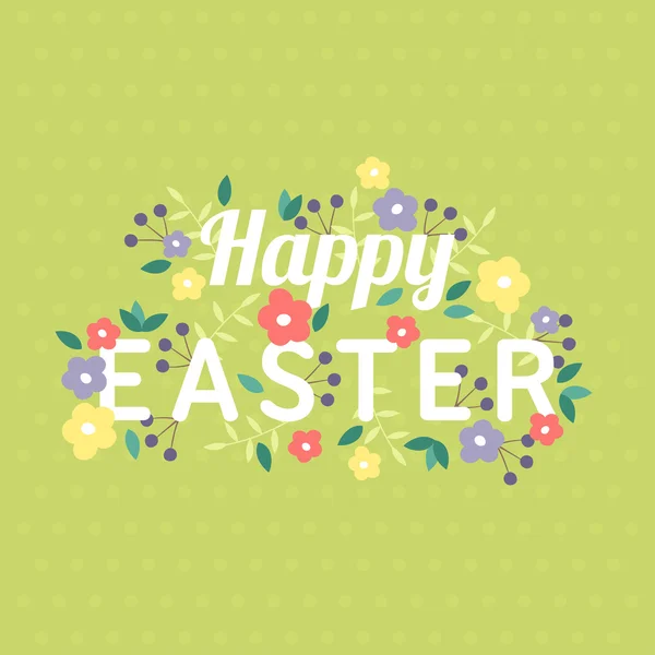 Buon Pasqua modello di biglietto di auguri con fiori. Illustrazione vettoriale — Vettoriale Stock