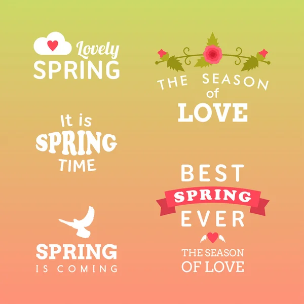 Diseño tipográfico de primavera. Conjunto de etiquetas e insignias — Vector de stock