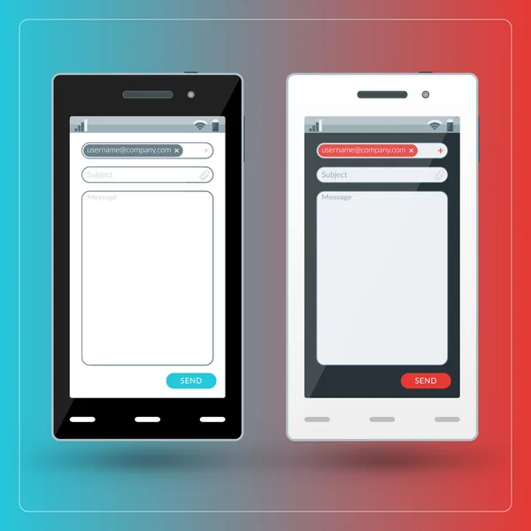 Modernes Smartphone mit E-Mail-App auf dem Bildschirm. flache Design-Vorlage für mobile Apps — Stockvektor