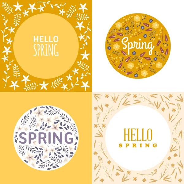 Set di primavera vintage design distintivo vacanza. Biglietto di auguri o poster di design vettoriale — Vettoriale Stock