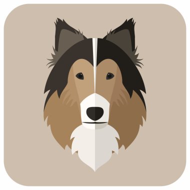 Hayvan öğe, dikey, düz tasarım vektör çizim. Köpek