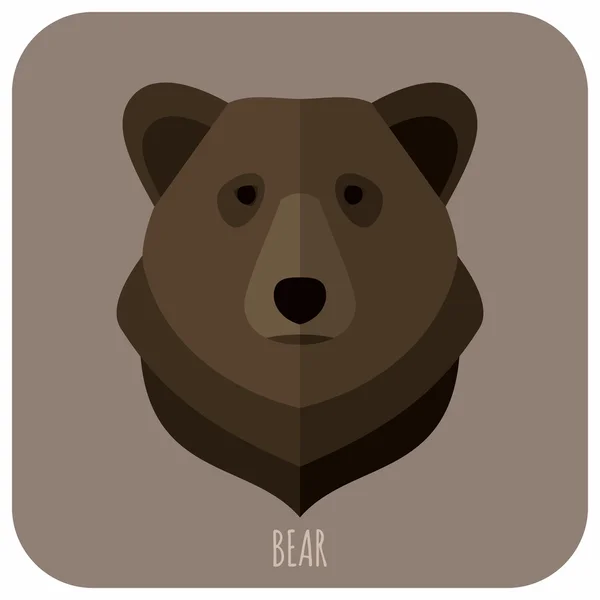 Zwierzę portret z Płaska konstrukcja ilustracji wektorowych. Niedźwiedź brunatny — Wektor stockowy