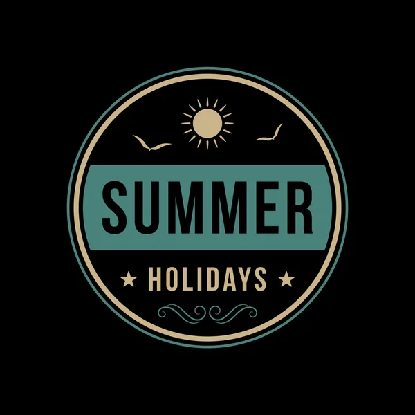 Retro Sommer Vintage Etikett auf dunklem Hintergrund. tropisches Paradies, Strandurlaub, Abenteuer und Reisen — Stockvektor
