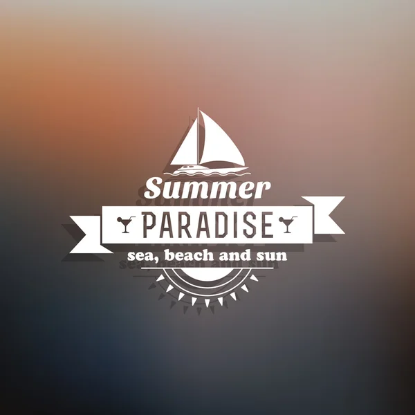 Retro Sommer Vintage Etikett auf buntem Hintergrund. tropisches Paradies, Strandurlaub, Abenteuer und Reisen — Stockvektor