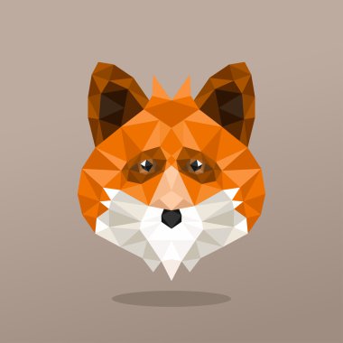 Hayvan portre poligonal geometrik tasarım vektör çizim ile. Fox