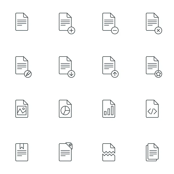 Set of Thin Line Document Icons. Vector Illustration — Stock Vector