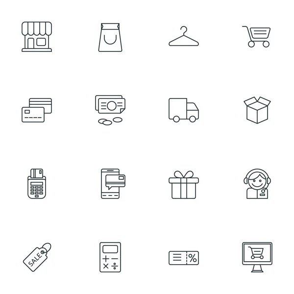 Set of Thin Line Business and Shopping Icons. Vector Illustration — Stock Vector