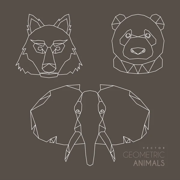 Ensemble d'illustrations vectorielles géométriques minimalistes pour animaux — Image vectorielle