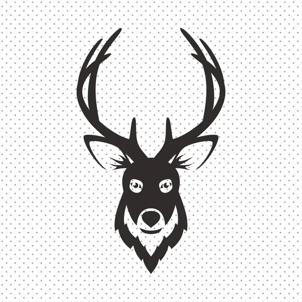 Simple Black Animal Portrait Vector Illustration. Deer — Stock Vector