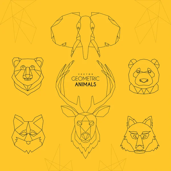 Ensemble d'illustrations vectorielles géométriques minimalistes pour animaux — Image vectorielle