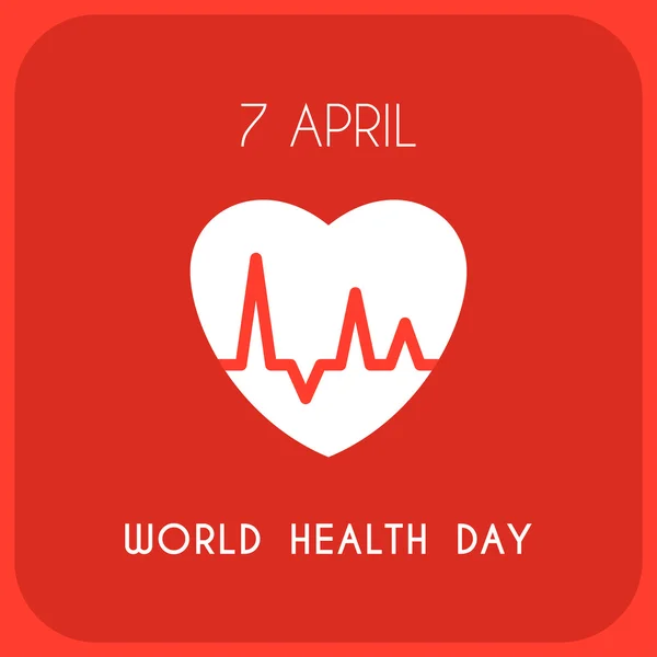 Dia Mundial da Saúde Celebrando Cartão ou Cartaz Design. Coração com pulso — Vetor de Stock