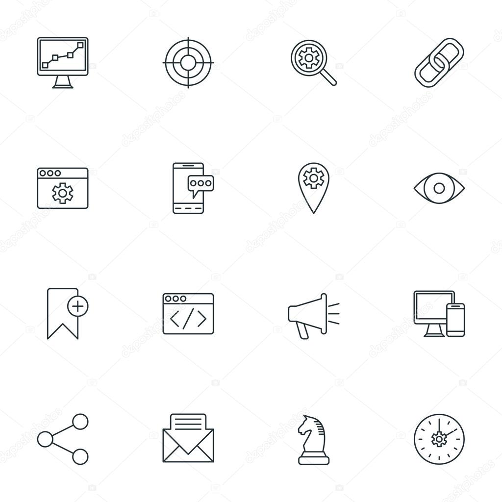 Set of Thin Line SEO and Development Icons. Vector Illustration