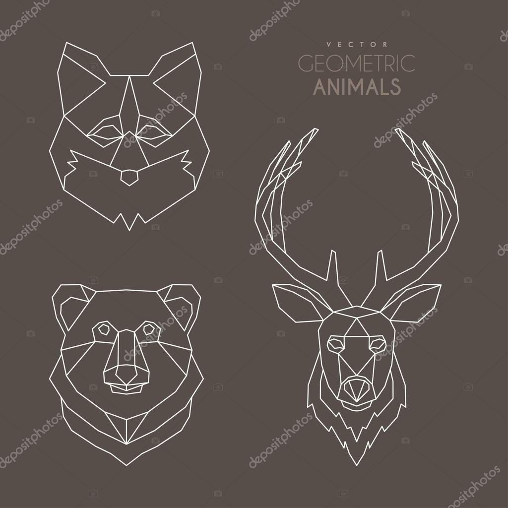 Set of Minimalistic Geometric Animal Vector Illustrations