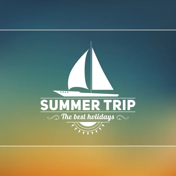 Retro zomer vintage label op kleurrijke achtergrond. tropisch paradijs, strandvakantie, avontuur en reizen — Stockvector