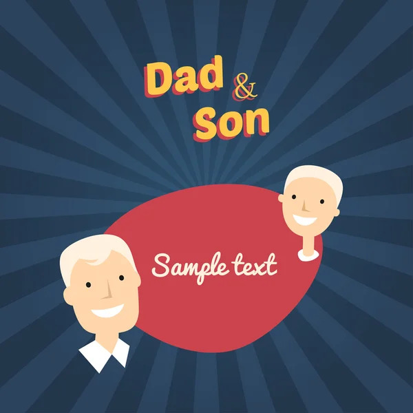 Tată şi fiu. Design plat Ilustrație vectorială cu loc pentru text — Vector de stoc