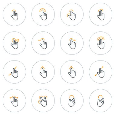 Set of Thin Line Touch Gestures Icons. Vector Illustration clipart