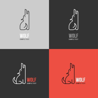Thin Line Design Template Logotype. Wolf Logo with Color Variations clipart